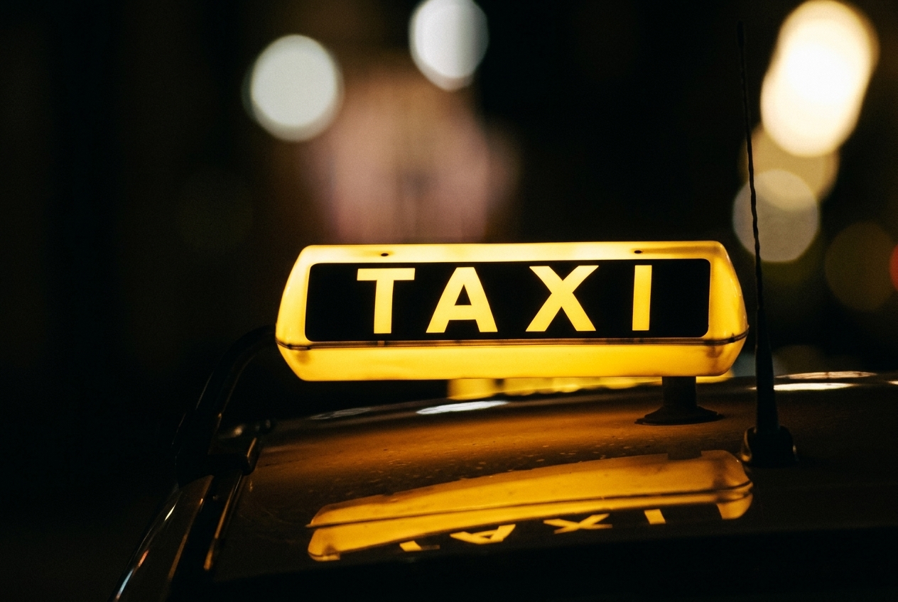 Professional taxi at night